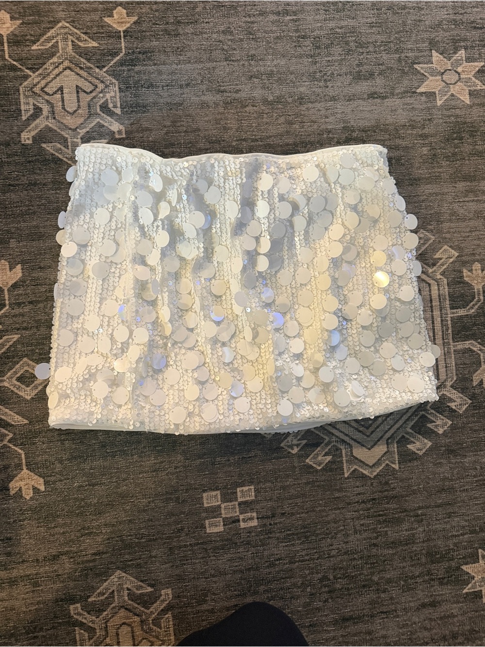 Bridal White Sequin Mini Skirt